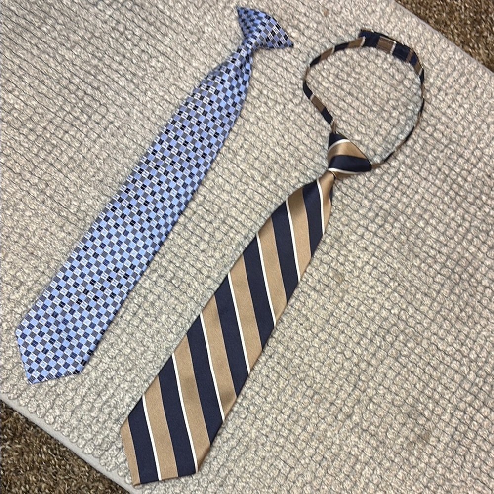 Gymboree Blue and Tan Clip-On Ties Set